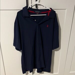 Navy Polo with Red Logo